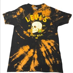 Levi’s Black & Orange Tie-Dye Stay Wild Skull Rose T-Shirt